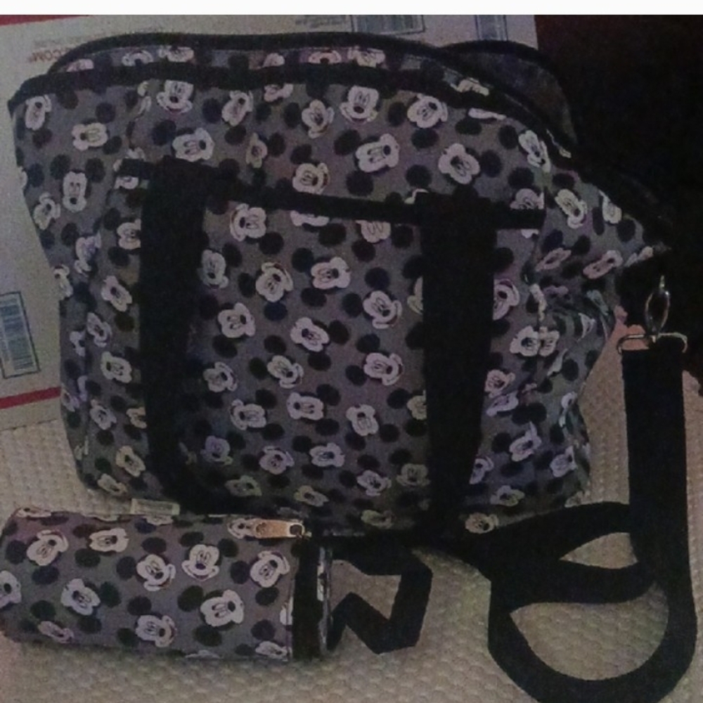 Disney Mickey Patterned Tote Bag in Black and Gray